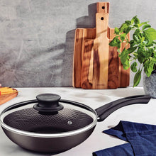 Carregar imagem no visualizador da galeria, Frigideira Funda Antiaderente Tramontina Paris Alumínio Tampa Vidro 26cm Chumbo Cabo Baquelite
