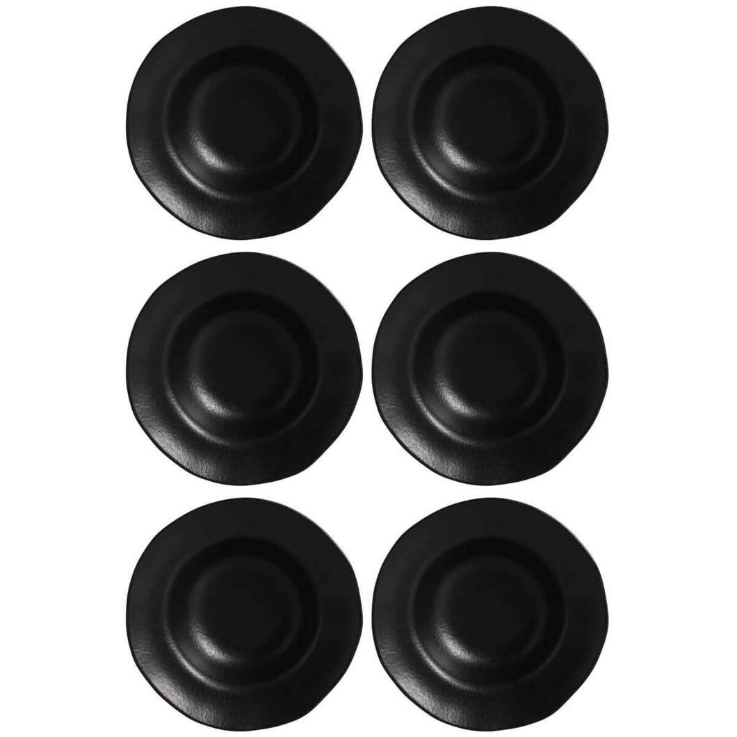 6 Pratos Sobremesa Orgânicos Preto Matte 250ml Porto Brasil Cozinha Servir Entradas Mesa Posta