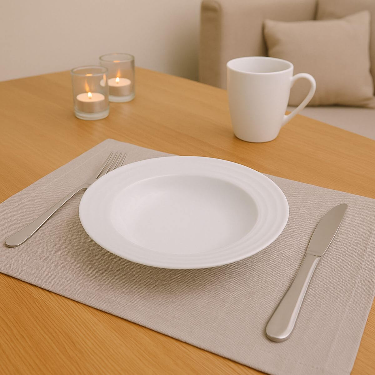 Jogo 6 Pratos Fundos de Jantar em Porcelana 23cm Branco Vibrare Tramontina