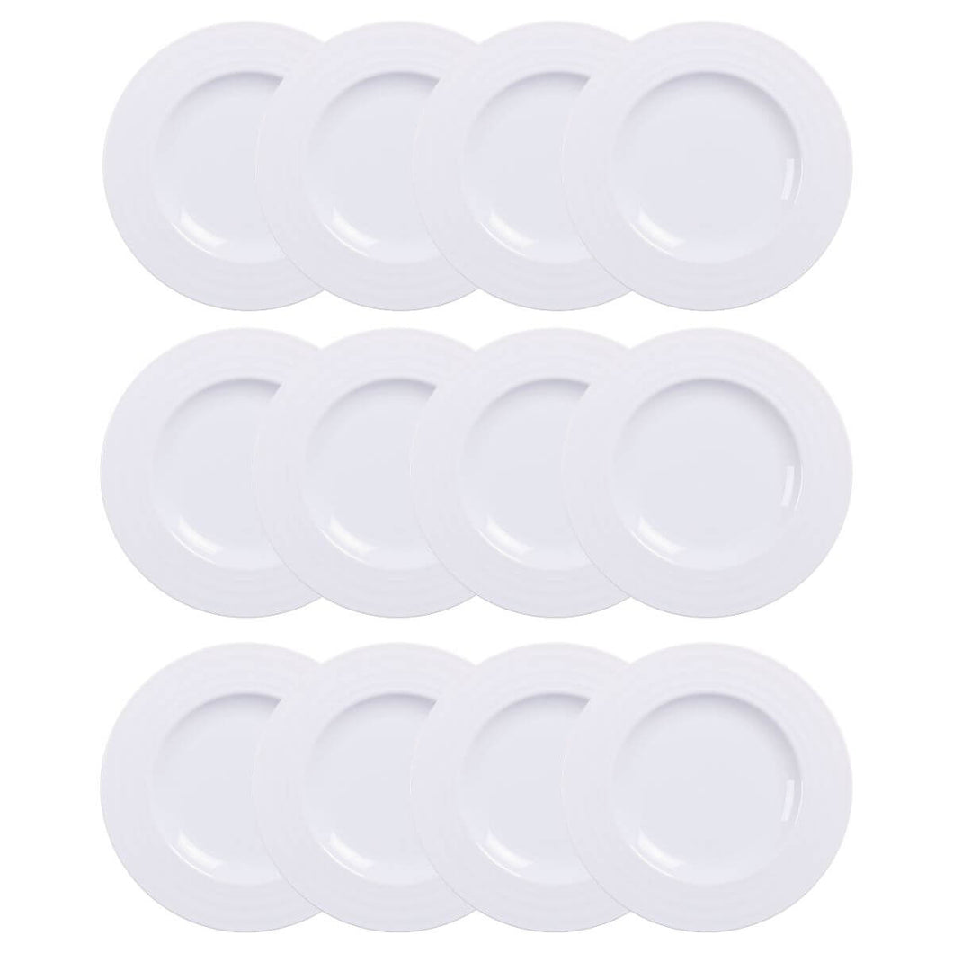 Jogo 12 Pratos Sobremesa Branco Pequeno Porcelana 21cm Tramontina Doces Tortas Vibrare