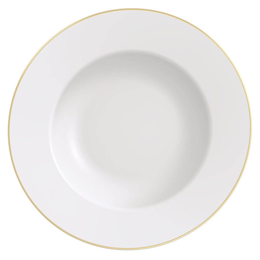 Prato de Jantar Raso Branco Borda Dourada Porcelana 28cm Elisa Tramontina