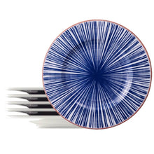 Carregar imagem no visualizador da galeria, Jogo 6 Pratos Rasos Porcelana Azul 28cm Tramontina Abstratta Mesa Posta Restaurante
