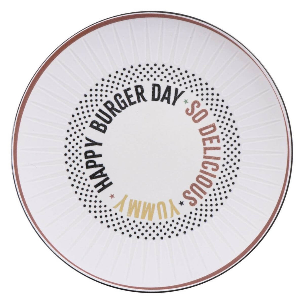 Prato Raso Hambúrguer Porcelana Decorada 25cm Mesa Posta Chicago Tramontina