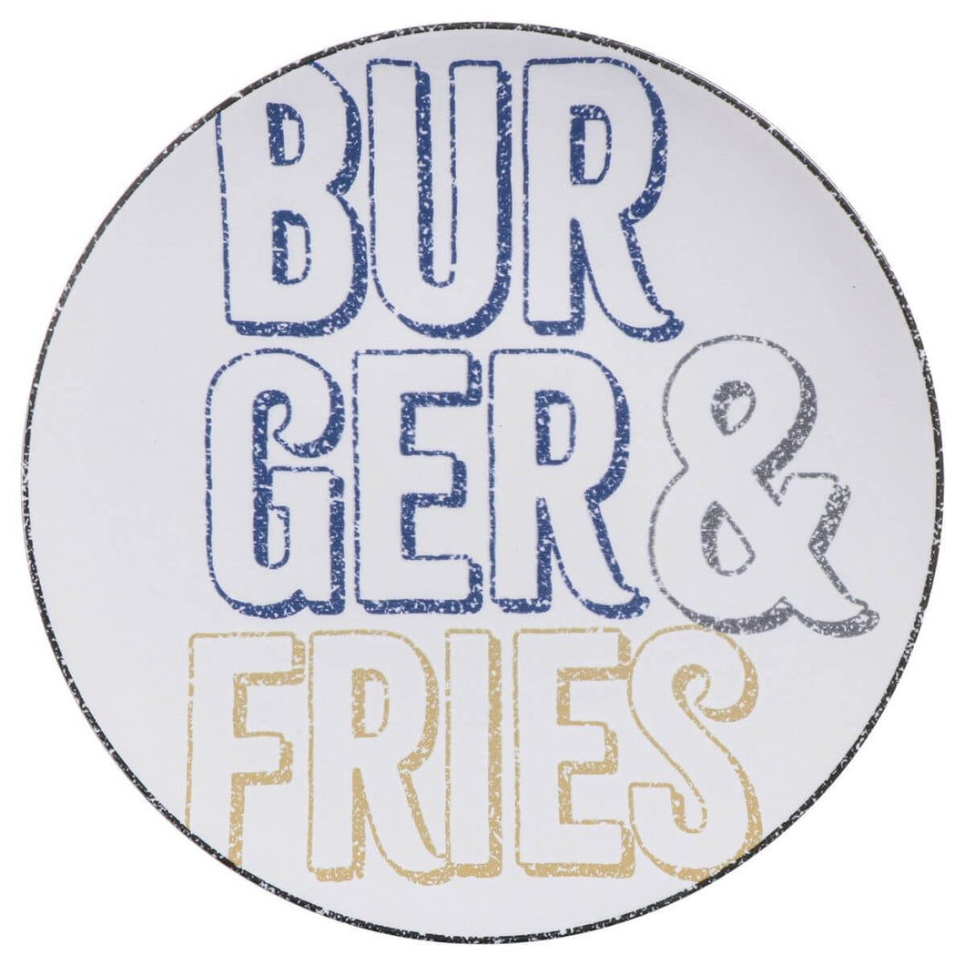 Prato Raso Hambúrguer Lanche Temático 25cm Texas Porcelana Decorada Mesa Posta Tramontina