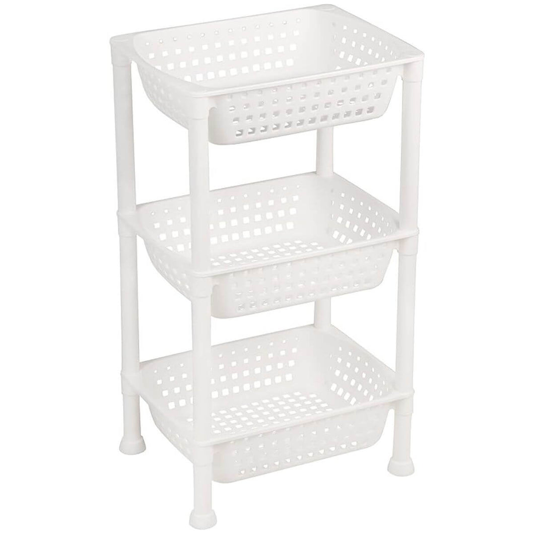Fruteira de Chão Cozinha 3 Andares Plástico Branco Cesto Organizador Multiuso Utti Ordene