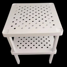 Carregar imagem no visualizador da galeria, Kit Porta Tampas de Panela Chumbo e Organizador de Armários Prateleira Empilhável Branco Plástico OU
