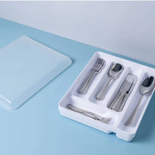 Carregar imagem no visualizador da galeria, Kit Porta Talheres com Tampa e 2 Prateleiras Organizadoras para Armário OU Branco
