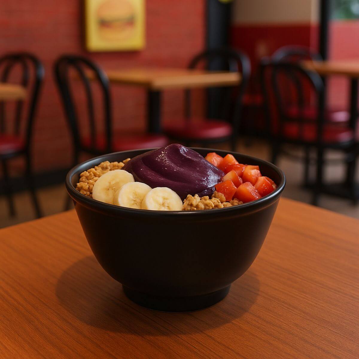 Cumbuca Tigela 450ml Bowl Preto de Plástico Sobremesa Açaí Cereais Coza Uno