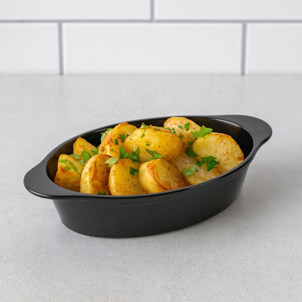 Travessa de Plástico Oval 550ml Saladeira Tigela Preta Coza Uno Servir Petiscos Porções