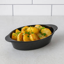 Carregar imagem no visualizador da galeria, Travessa de Plástico Oval 550ml Saladeira Tigela Preta Coza Uno Servir Petiscos Porções
