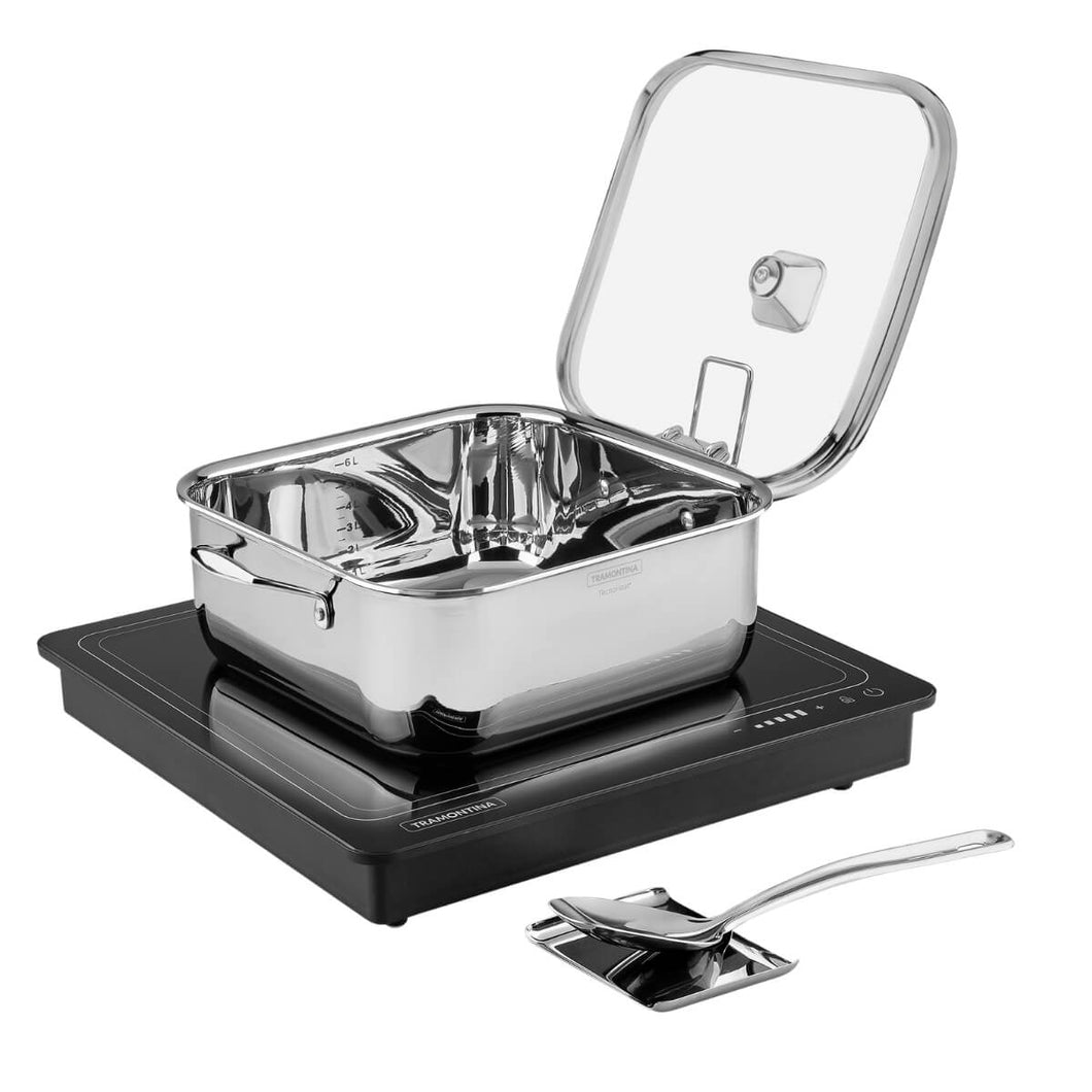 Mesa de Aquecimento a Indução Tramontina 220V Panela Quadrada Porta Utensílios Colher