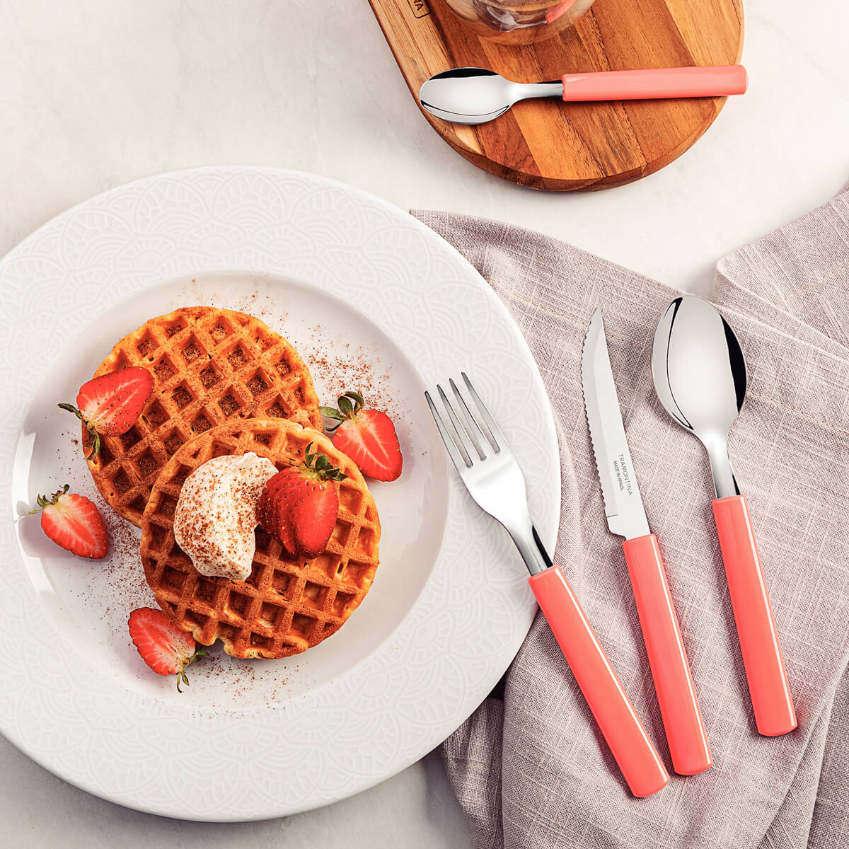 Faqueiro Tramontina Gamboa 16 Peças Vermelho Aço Inox Polipropileno Talheres de Mesa Jantar Cozinha
