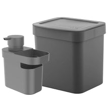 Carregar imagem no visualizador da galeria, Kit Dispenser de Detergente 650ml Lixeira de Pia Trium 4,7L Ou Chumbo Organizador Casa Cozinha
