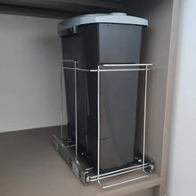 Carregar imagem no visualizador da galeria, Kit Suporte Pano de Prato Triplo e Lixeira 15L Aramados Deslizantes Móveis Cozinha Planejada
