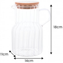 Carregar imagem no visualizador da galeria, Kit 2 Jarras de Vidro Borossilicato com Tampa Bambu 1,1L Bico Direcionador Transparente Lyor
