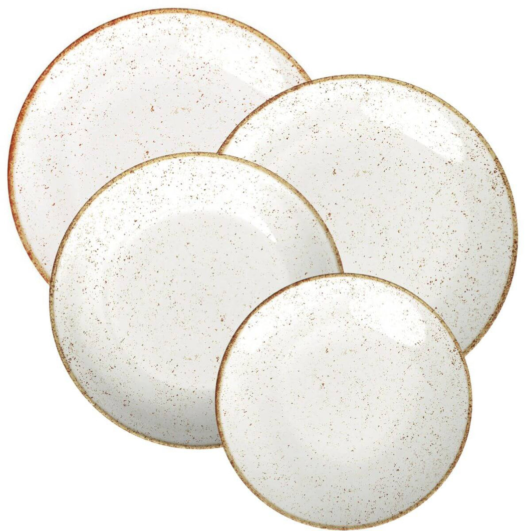 Aparelho de Jantar 16 Peças em Porcelana Tramontina Marrom Rústico Jogo Pratos 4 Pessoas