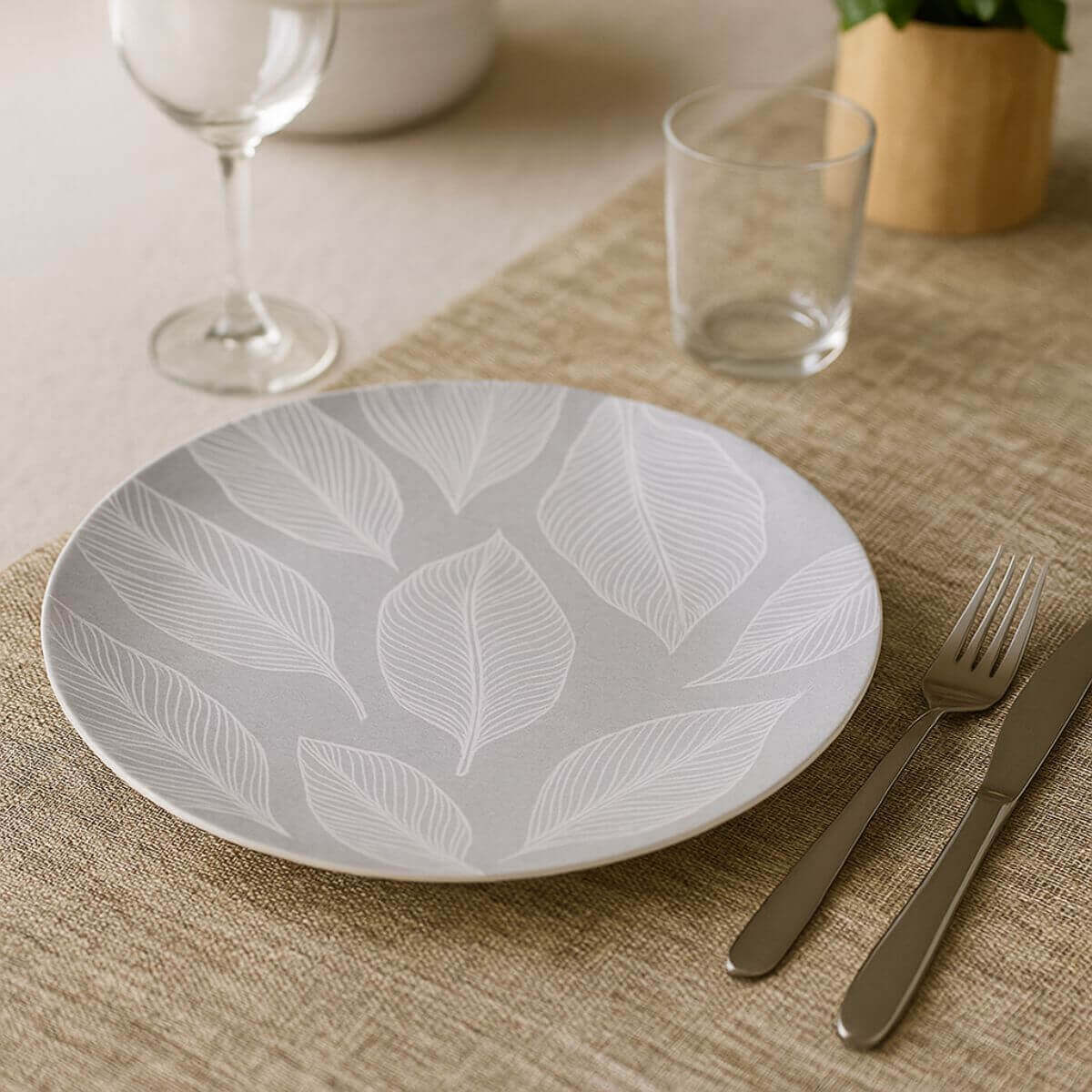 Jogo 6 Pratos Rasos Tramontina Arbo Porcelana Decorada 25cm Mesa Posta Jantar Almoço