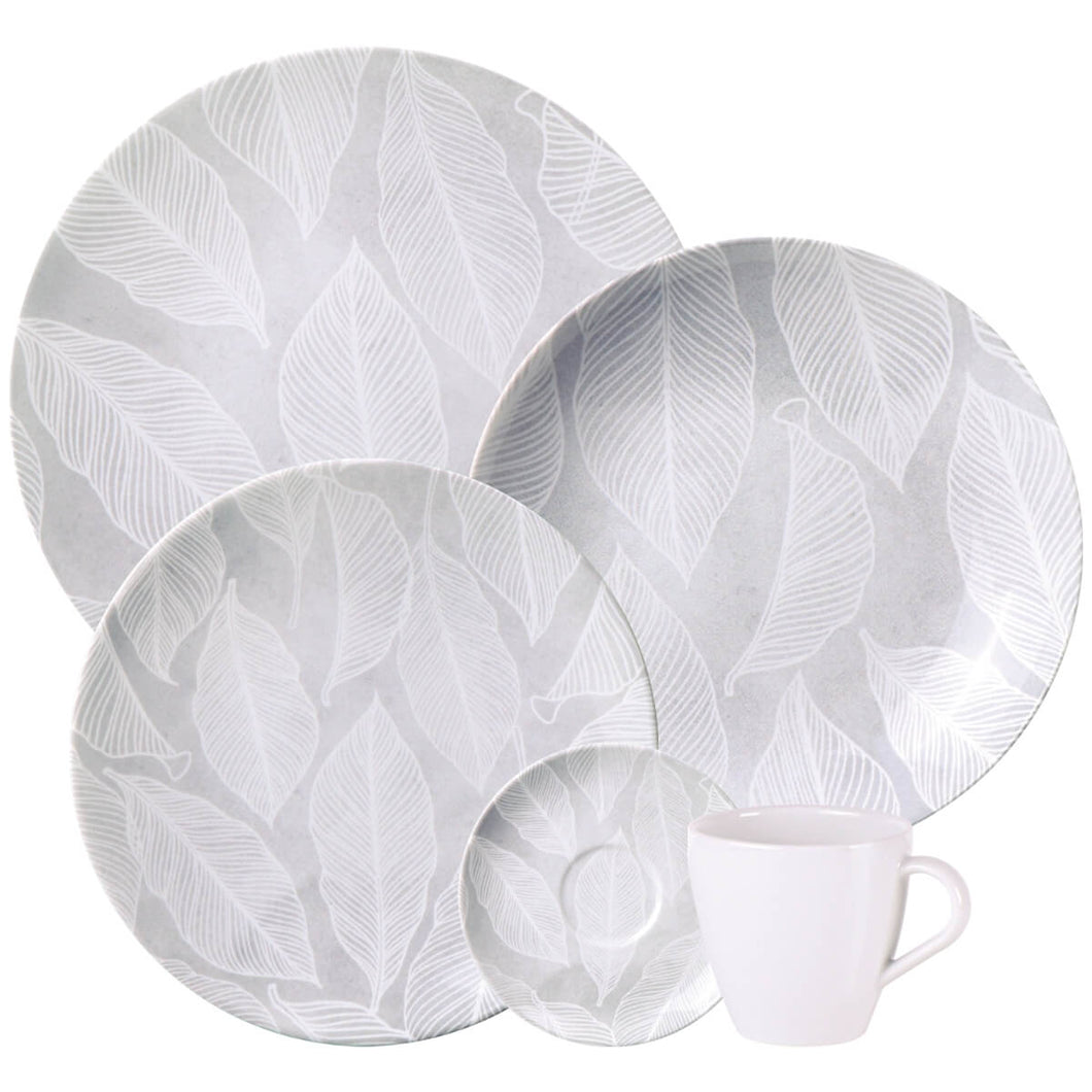 Aparelho de Jantar em Porcelana Decorada 20 Peças Tramontina Arbo Mesa Posta 4 Pessoas