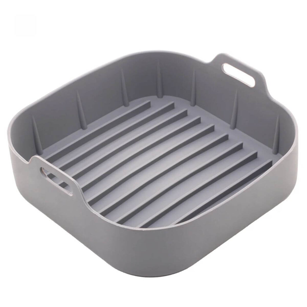 Forma Quadrada de Silicone para Air Fryer Cinza 20x7cm Lyor Reutilizável Carne Bolo