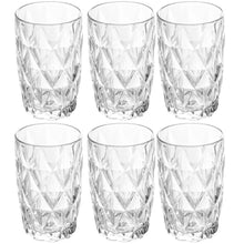 Carregar imagem no visualizador da galeria, Jogo 6 Copos Diamond Alto De Vidro 390ml Lyor Suco Água Refrigerante Diamante Transparente
