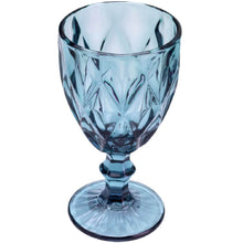Carregar imagem no visualizador da galeria, Taça Diamond De Vidro Azul 350ml Água Sucos Refrigerantes Avulsa Cálice Copo
