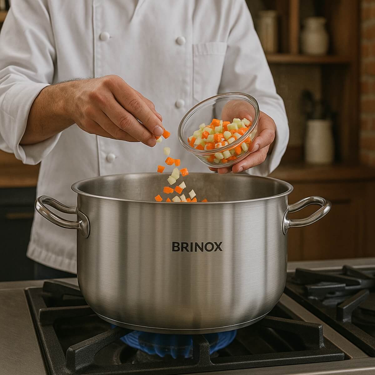 Panela Brinox Profissional Caçarola Sem Tampa Aço Inox 32cm Cozinha Industrial Restaurante 12,2L