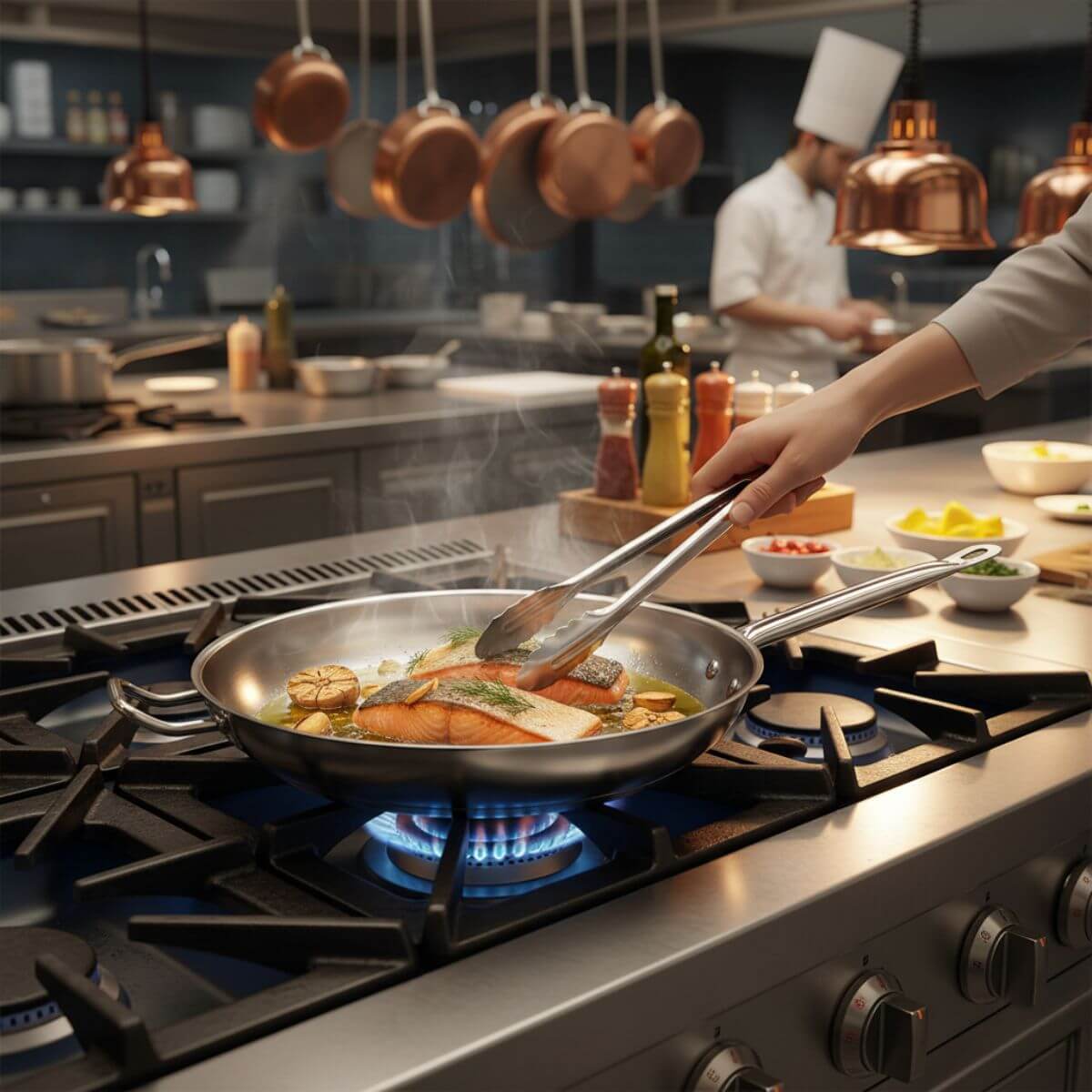 Frigideira Profissional de Indução 3,4L Brinox Aço Inox 32cm Fundo Triplo Restaurante Cozinha Industrial