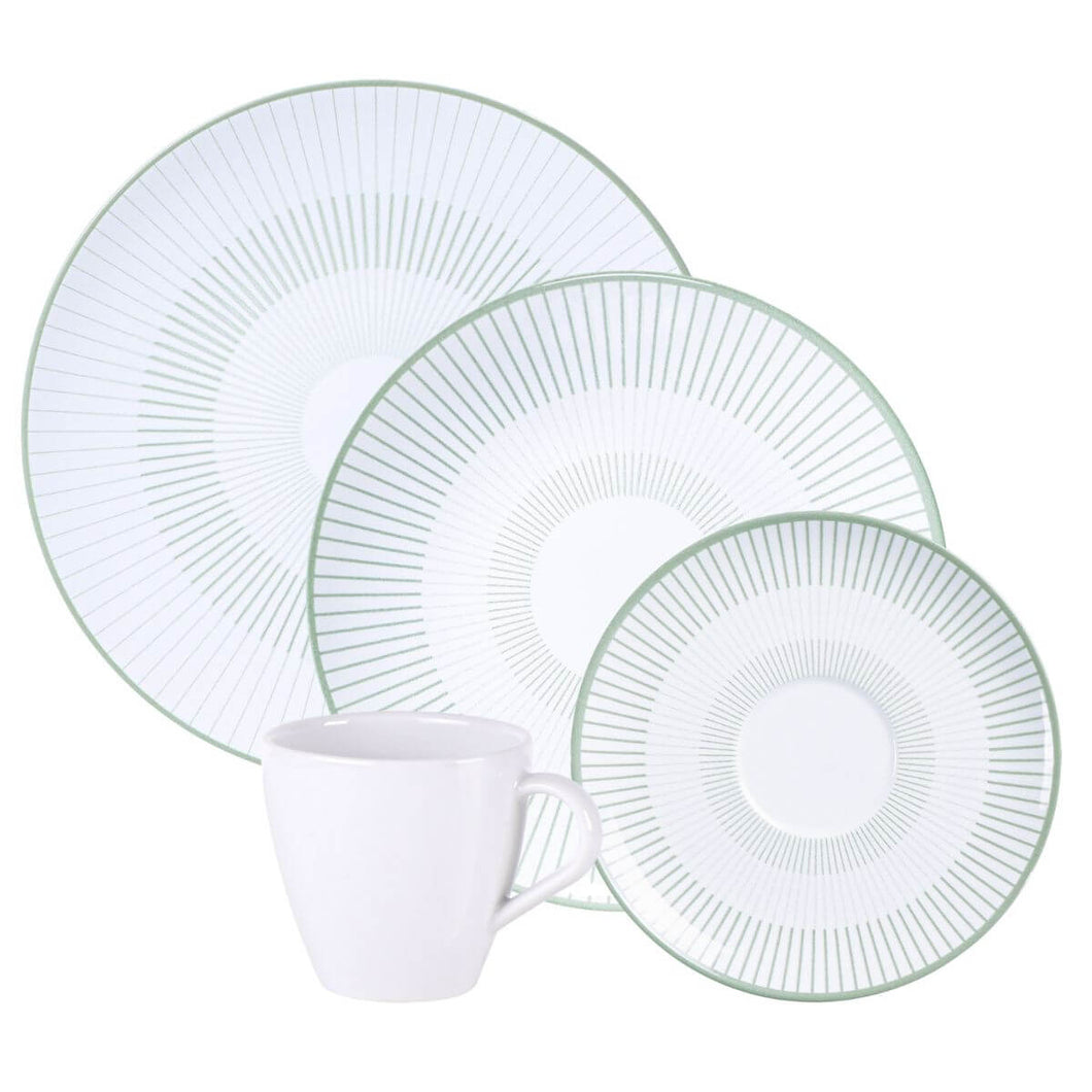 Aparelho de Jantar 16 Peças em Porcelana Decorada Tramontina Lineare Mesa Posta Almoço Café Chá