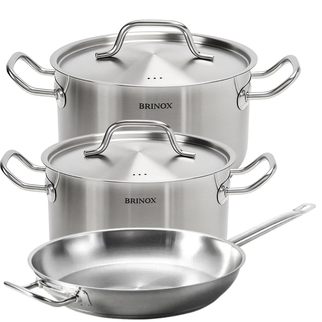 Jogo de Panelas Profissionais Brinox 32cm Inox Fundo Triplo Cozinha Industrial Restaurante