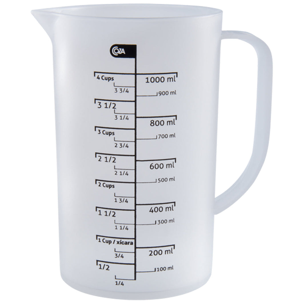 Jarra Medidora de Plástico 1 Litro Transparente Coza Cozy Cozinha Copo de Medidas