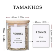 Carregar imagem no visualizador da galeria, Porta Temperos com Tampa de Bambu – Kit com 6 Unidades de 200ml | Casa Splendida
