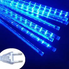 Carregar imagem no visualizador da galeria, Cascata Led Chuva Meteoro 8 Tubos 50cm Luz Azul Natal
