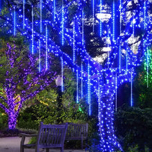 Carregar imagem no visualizador da galeria, Cascata Led Chuva Meteoro 8 Tubos 50cm Luz Azul Natal
