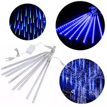Carregar imagem no visualizador da galeria, Cascata Led Chuva Meteoro 8 Tubos 50cm Luz Azul Natal
